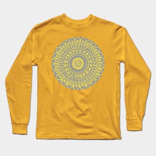 Circle Mandala Grey and Yellow Long Sleeve T-Shirt